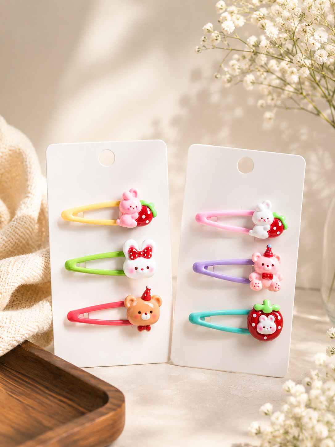 6 Pieces Bunnies and Bears Korean-Style Children’s Hair Barrettes